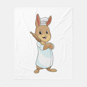 Rabbit as Baker with Rolling pin Fleece Blanket