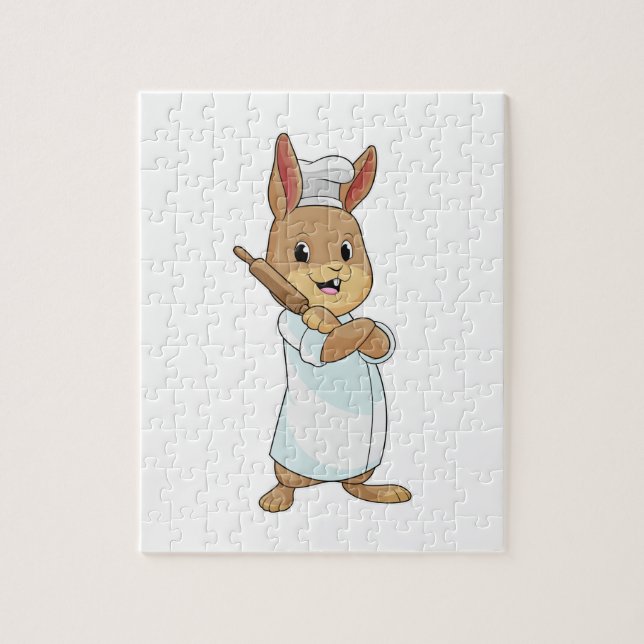 Rabbit as Baker with Rolling pin Jigsaw Puzzle (Vertical)