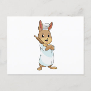 Rabbit as Baker with Rolling pin Postcard