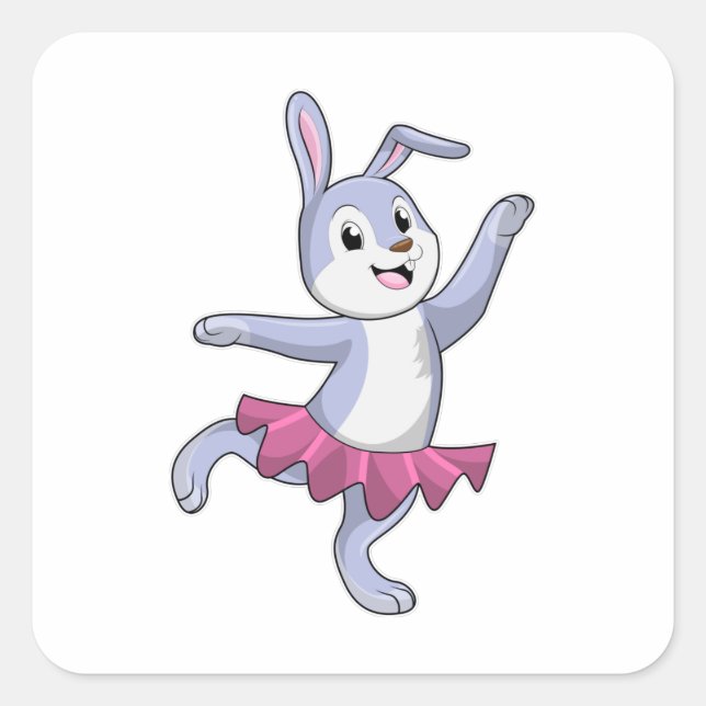Rabbit as Ballerina at Ballet Square Sticker (Front)