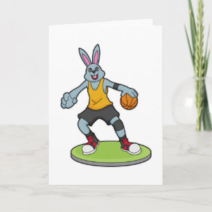 Rabbit as Basketball player with Basketball Card