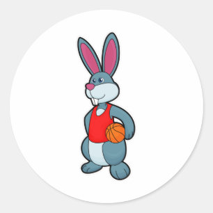 Rabbit as Basketball player with Basketball Classic Round Sticker
