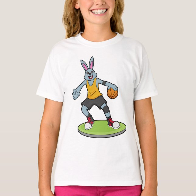 Rabbit as Basketball player with Basketball T-Shirt (Front)