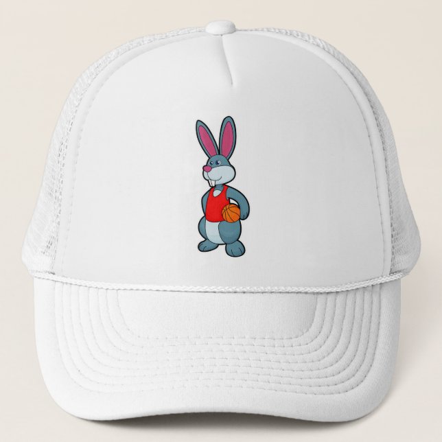 Rabbit as Basketball player with Basketball Trucker Hat (Front)