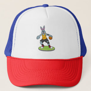 Rabbit as Basketball player with Basketball Trucker Hat