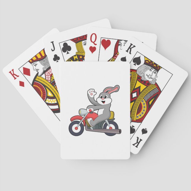 Rabbit as Biker with Motorcycle.PNG Playing Cards (Back)