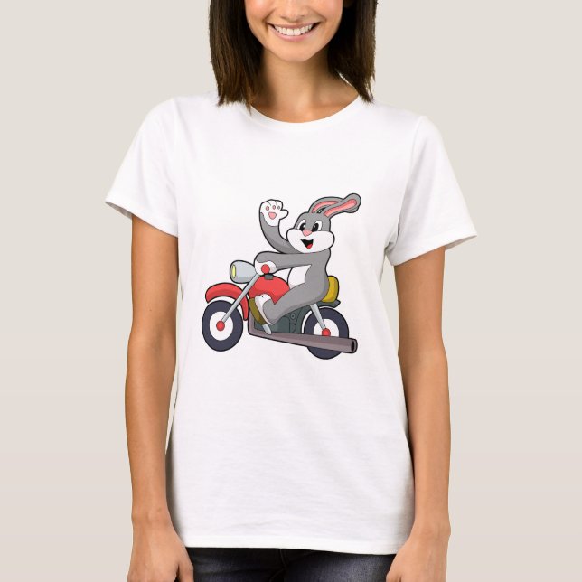 Rabbit as Biker with Motorcycle.PNG T-Shirt (Front)