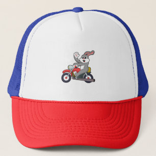 Rabbit as Biker with Motorcycle.PNG Trucker Hat