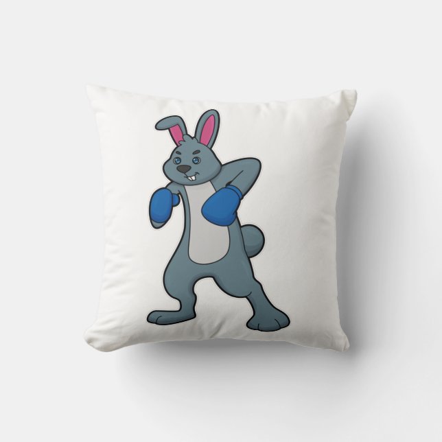 Rabbit as Boxer with Boxing gloves Cushion (Front)