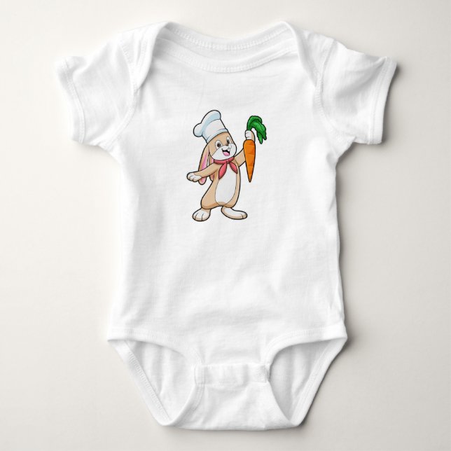 Rabbit as Cook with Carrot Baby Bodysuit (Front)