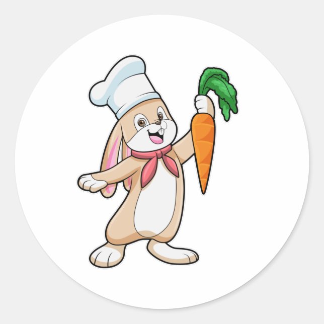 Rabbit as Cook with Carrot Classic Round Sticker (Front)