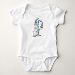 Rabbit as Doctor at Vaccination with Syringe Baby Bodysuit