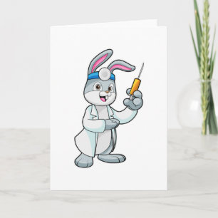 Rabbit as Doctor at Vaccination with Syringe Card