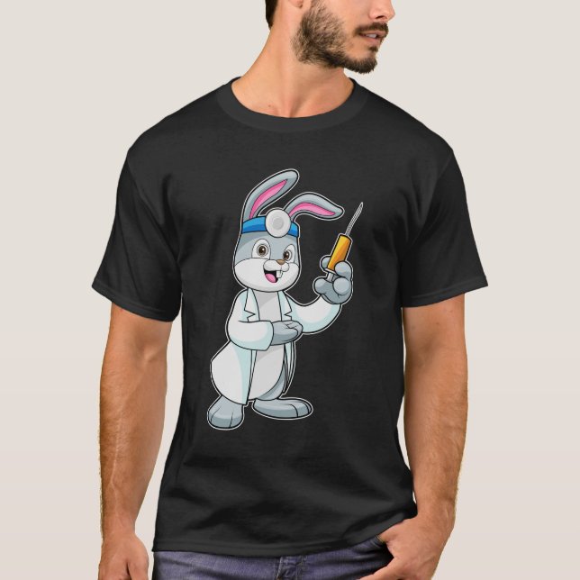 Rabbit as Doctor at Vaccination with Syringe T-Shirt (Front)