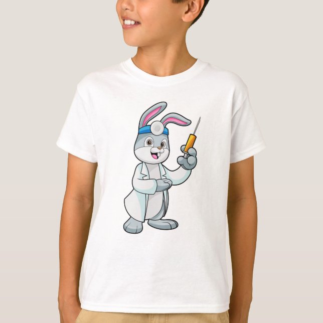 Rabbit as Doctor at Vaccination with Syringe T-Shirt (Front)