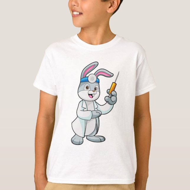 Rabbit as Doctor at Vaccination with Syringe T-Shirt (Front)