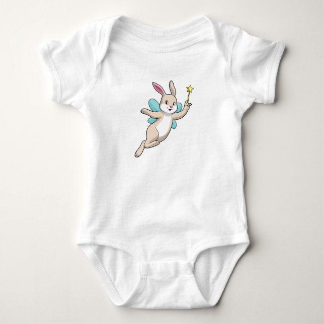 Rabbit as Fairy with Magic wand Baby Bodysuit (Front)
