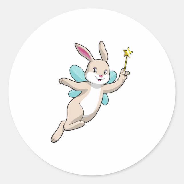 Rabbit as Fairy with Magic wand Classic Round Sticker (Front)