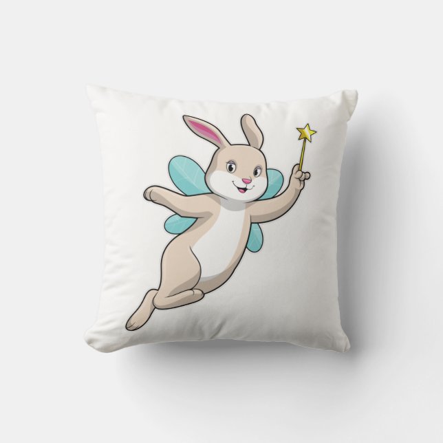 Rabbit as Fairy with Magic wand Cushion (Front)