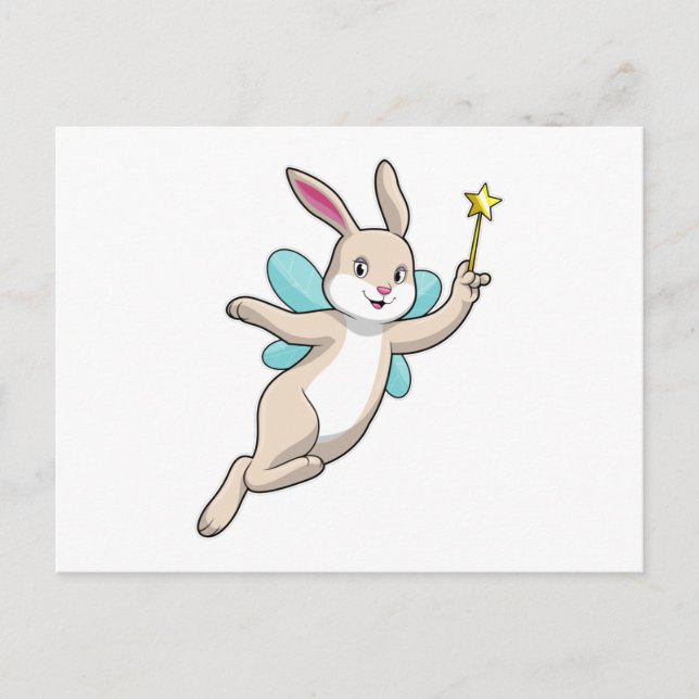 Rabbit as Fairy with Magic wand Postcard (Front)