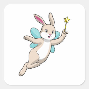 Rabbit as Fairy with Magic wand Square Sticker