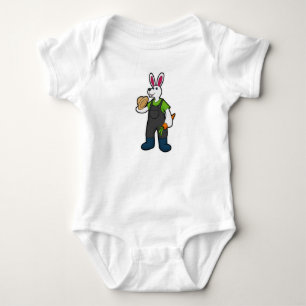 Rabbit as Farmer with Carrot & Hat Baby Bodysuit