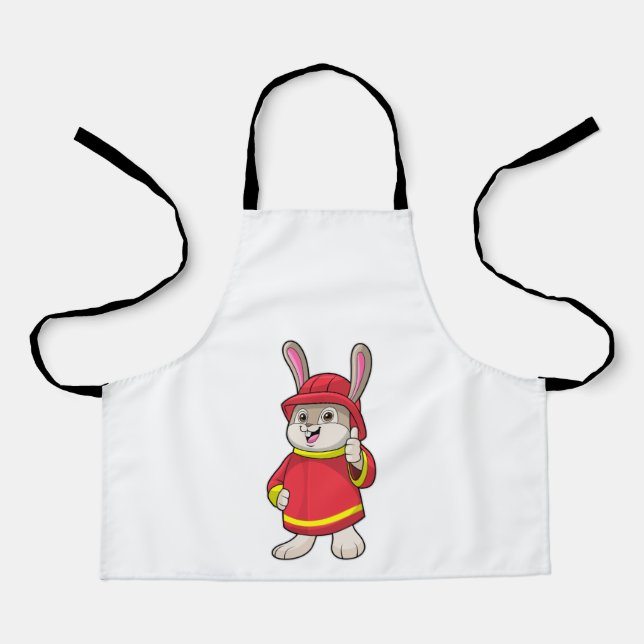 Rabbit as Firefighter with Helmet Apron (Front)