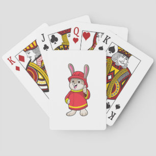 Rabbit as Firefighter with Helmet Playing Cards