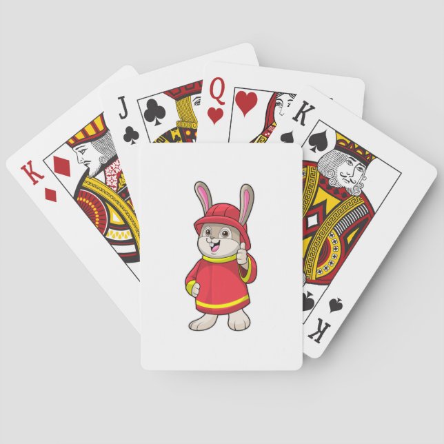 Rabbit as Firefighter with Helmet Playing Cards (Back)