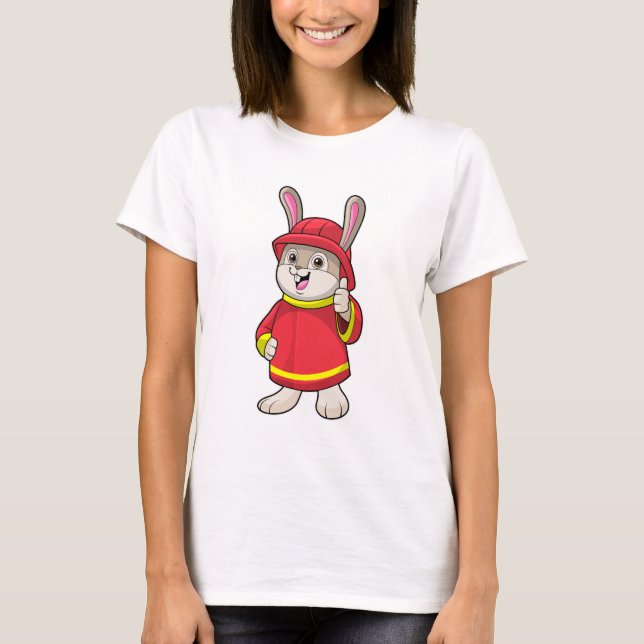 Rabbit as Firefighter with Helmet T-Shirt (Front)