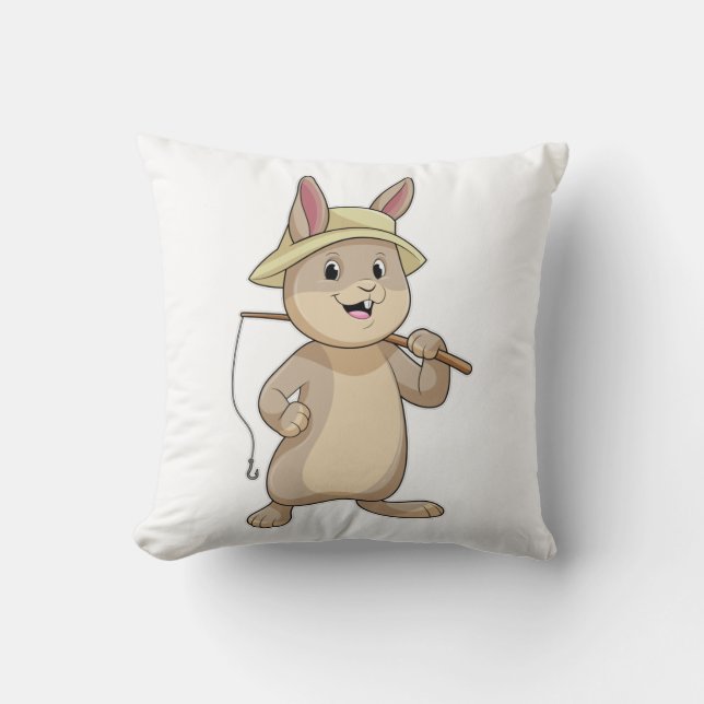 Rabbit as Fisher with Fishing rod Cushion (Front)