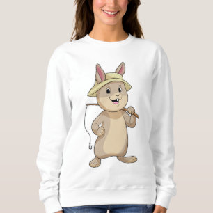 Rabbit as Fisher with Fishing rod Sweatshirt
