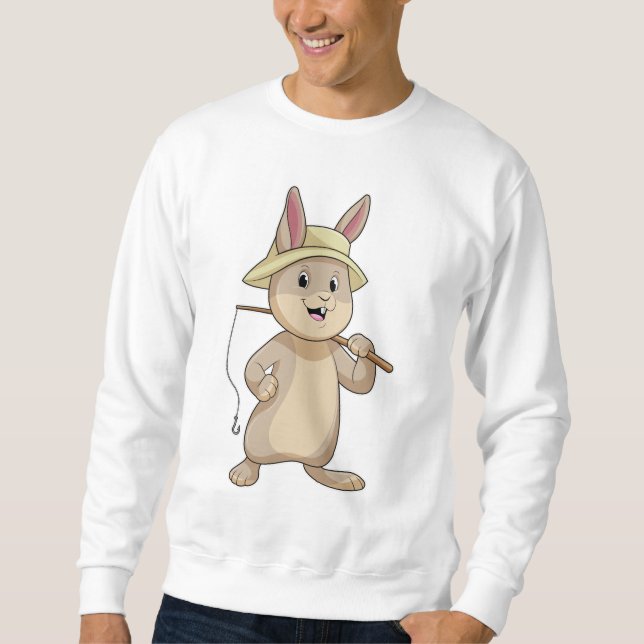 Rabbit as Fisher with Fishing rod Sweatshirt (Front)