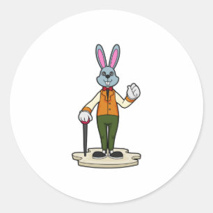 Rabbit as Gentleman with Cane Classic Round Sticker