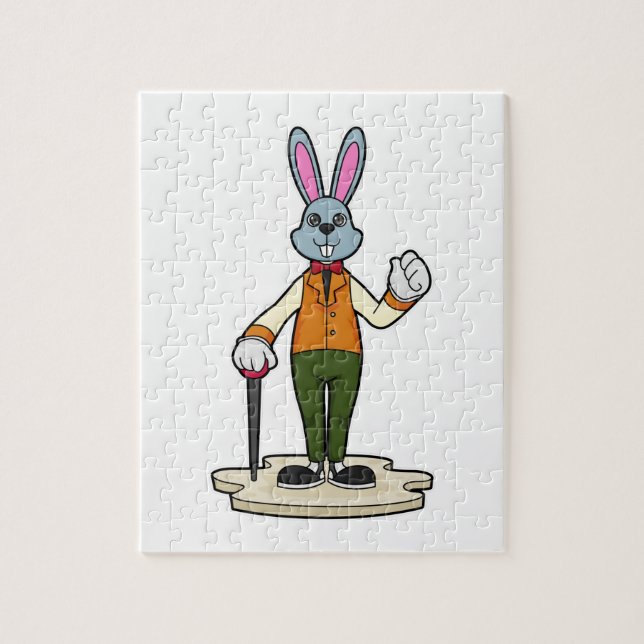 Rabbit as Gentleman with Cane Jigsaw Puzzle (Vertical)