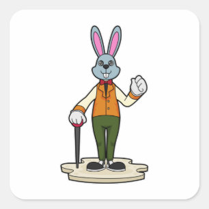 Rabbit as Gentleman with Cane Square Sticker