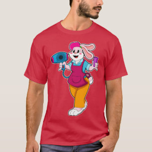 Rabbit as Hairdresser with Hair dryer Comb T-Shirt