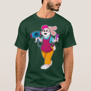Rabbit as Hairdresser with Hair dryer Comb T-Shirt