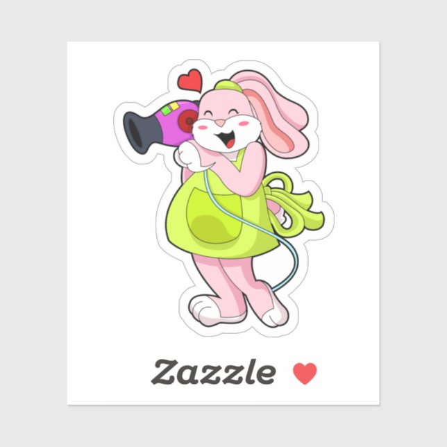 Rabbit as Hairdresser with Hairdryer (Sheet)