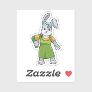 Rabbit as Hairdresser with Hairdryer