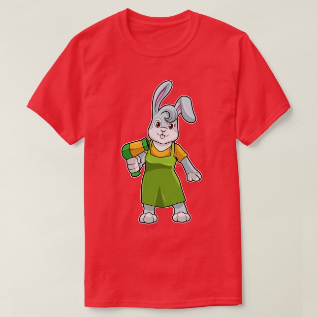 Rabbit as Hairdresser with Hairdryer 1 T-Shirt (Design Front)
