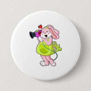 Rabbit as Hairdresser with Hairdryer 7.5 Cm Round Badge