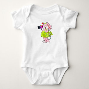 Rabbit as Hairdresser with Hairdryer Baby Bodysuit