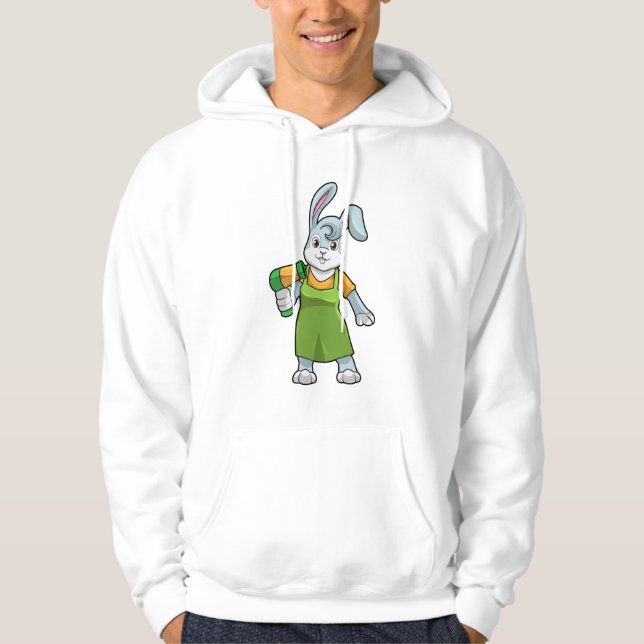 Rabbit as Hairdresser with Hairdryer Hoodie (Front)
