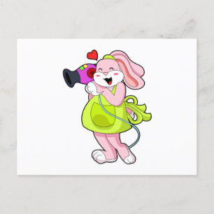 Rabbit as Hairdresser with Hairdryer Postcard