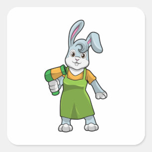 Rabbit as Hairdresser with Hairdryer Square Sticker