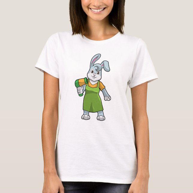 Rabbit as Hairdresser with Hairdryer T-Shirt (Front)