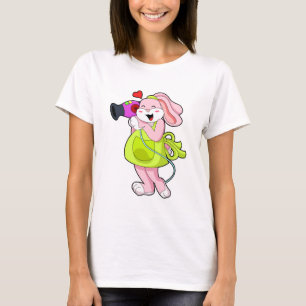 Rabbit as Hairdresser with Hairdryer T-Shirt