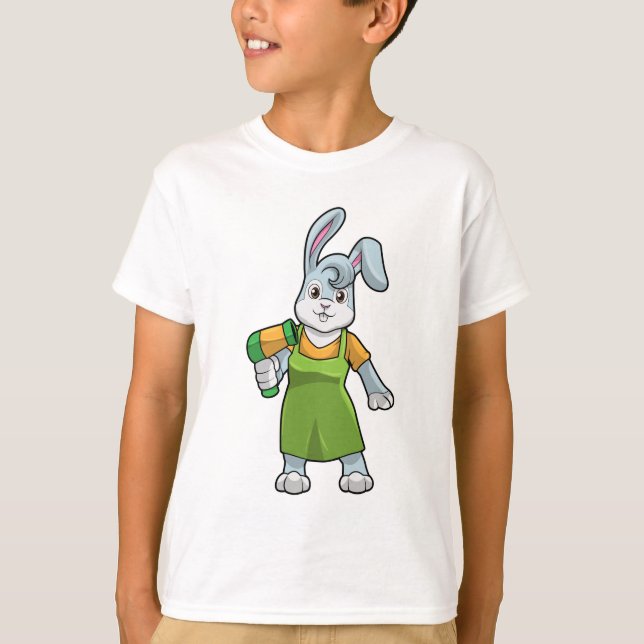 Rabbit as Hairdresser with Hairdryer T-Shirt (Front)