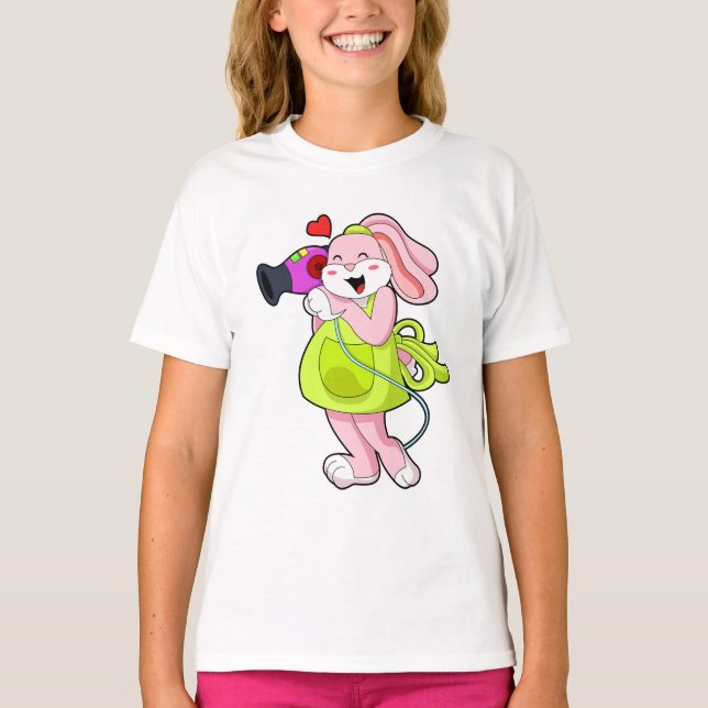 Rabbit as Hairdresser with Hairdryer T-Shirt (Front)